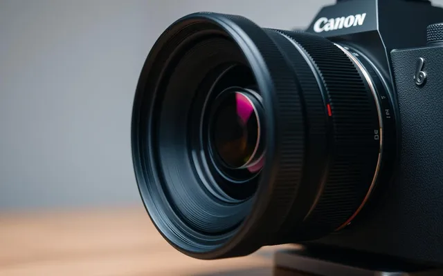 Obiektyw Canon EF z adapterem na aparacie Sony