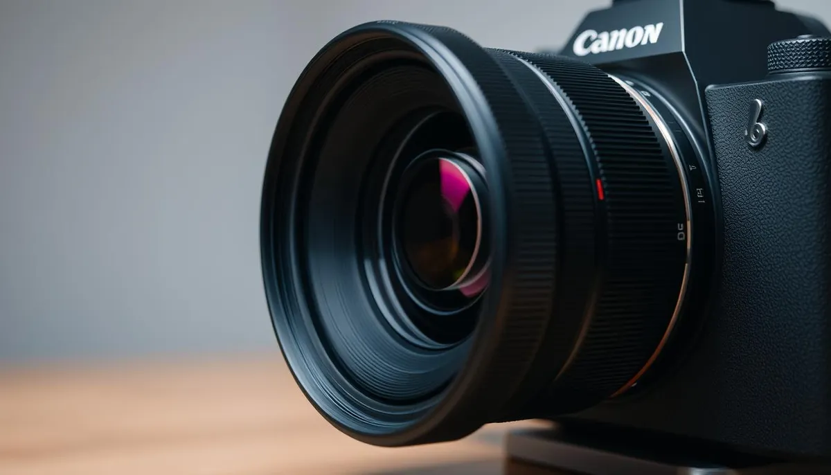 Obiektyw Canon EF z adapterem na aparacie Sony