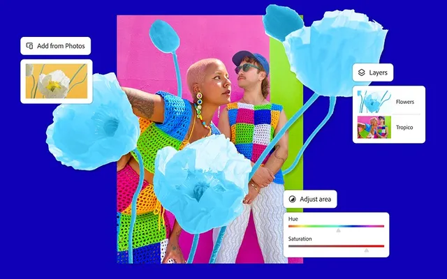 Aplikacja Adobe Photoshop na ekranie smartfona